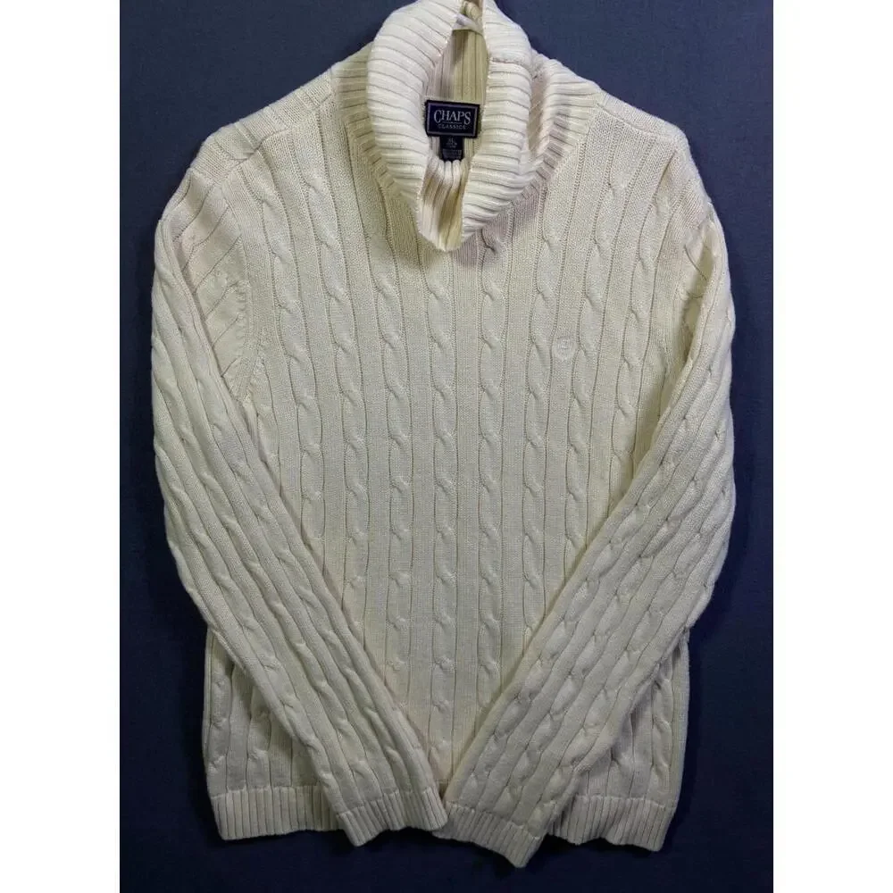Vintage Chaps Classics Cable Knit Sweater Ivory Women's Size XL EUC Cottagecore